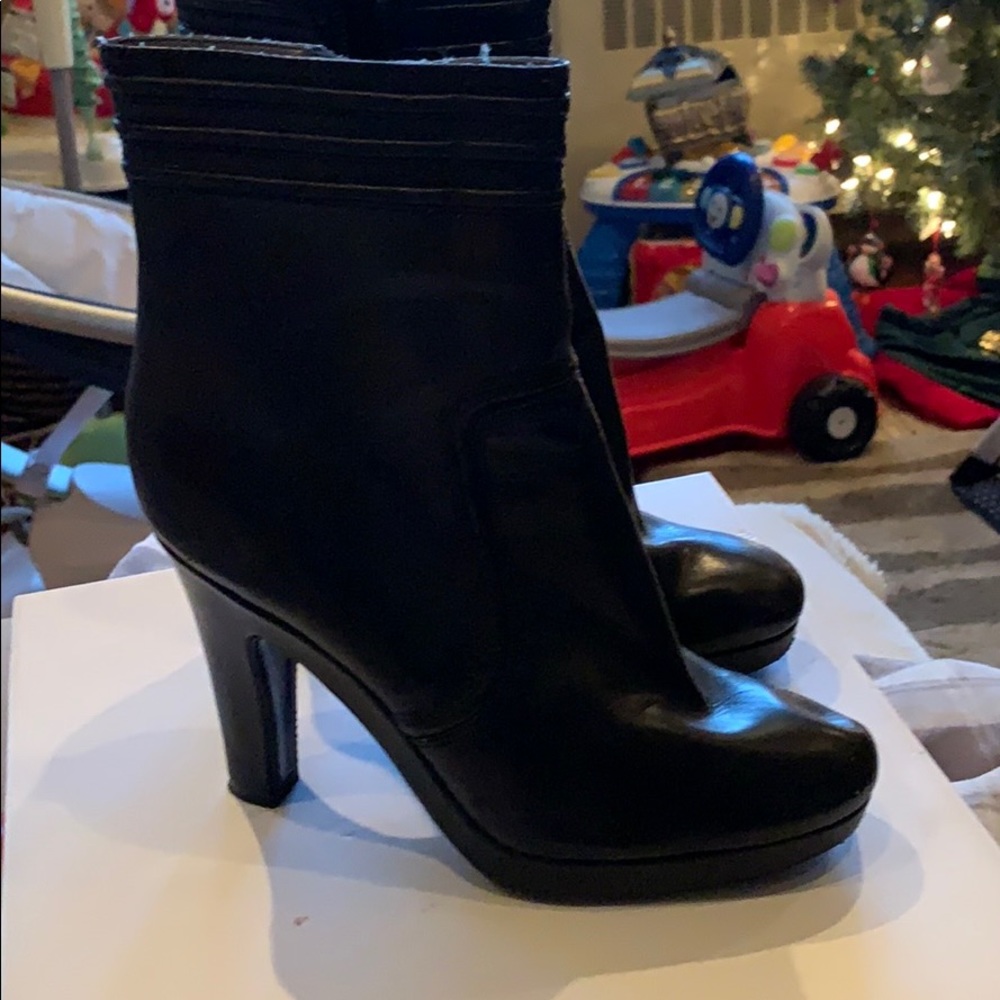 Black leather booties